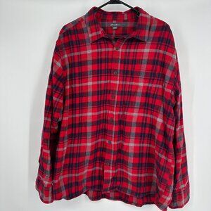 Eddie Bauer Men's Flannel Plaid Shirt Red Size‎ XXL